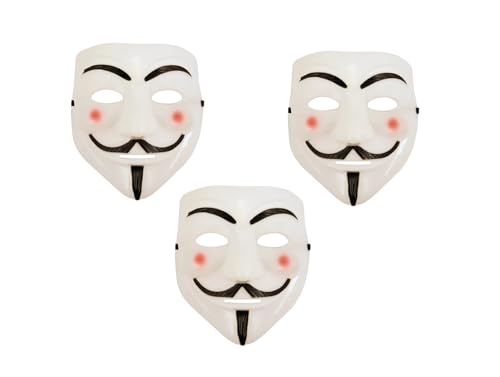 Storm&Lighthouse Vendetta Maske Anonym Maske Guy Fawkes Gesichtsbedeckung Horror Cosplay Trick or Treat Halloween Verkleidung Kostüm Zubehör für Kinder und Erwachsene (3) von Storm&Lighthouse