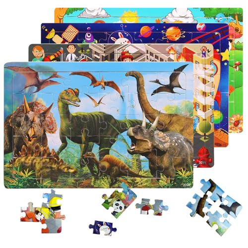 Holzpuzzle Kinder ab 3 Jahre – 4er Set je 30 Teile | Dinosaurier, Feuerwehr, Tiere, Weltraum | Lernspielzeug für Jungen Mädchen 3 4 5 6 Jahre | Pädagogische Spiele Vorschule Kleinkinder Holzpuzzle Kinder ab 3 Jahre – 4er Set je 30 Teile | Dinosaurier, Feuerwehr, Tiere, Weltraum | Lernspielzeug für Jungen Mädchen 3 4 5 6 Jahre | Pädagogische Spiele Vorschule Kleinkinder von Strange Kingdom