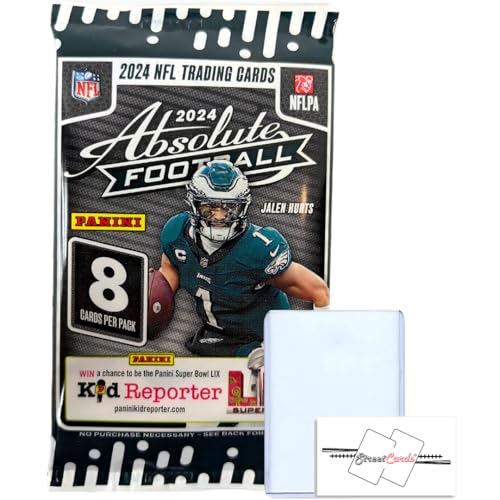 2024 Panini Absolute Fußball NFL-Einzelhandelspackungen/Box-Sammelkarten + Toploader(s) + StreetCards Magnet! (1 Pack + 1 Toploader) von StreetCards