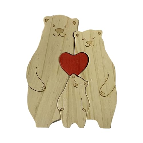 Streysisl Familien-Puzzle, Bärenfamiliendekoration für Zuhause, Bärenfamilien-Puzzles aus Holz mit Herz – dekoratives Ornament für Büropuzzle, künstlerische Dekorationen für Streysisl Familien-Puzzle, Bärenfamiliendekoration für Zuhause, Bärenfamilien-Puzzles aus Holz mit Herz – dekoratives Ornament für Büropuzzle, künstlerische Dekorationen für von Streysisl