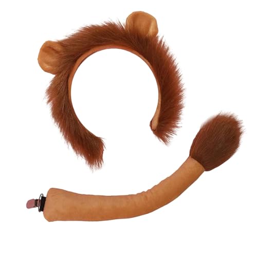 Streysisl Löwenstirnband Schwanz Set, Löwentiere Kostümset, Löwen-Kostüm-Stirnband für Frauen und Mädchen, Halloween-Party-Kostüm für Erwachsene und Erwachsene, Kopfbedeckung Streysisl Löwenstirnband Schwanz Set, Löwentiere Kostümset, Löwen-Kostüm-Stirnband für Frauen und Mädchen, Halloween-Party-Kostüm für Erwachsene und Erwachsene, Kopfbedeckung von Streysisl