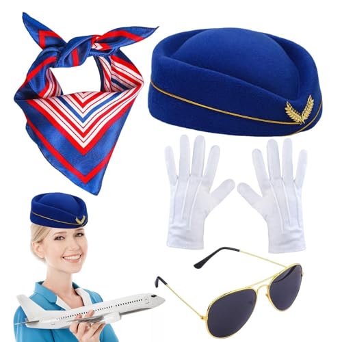 Streysisl Set Kapitän Pilot Set | Flugbegleiterin für Frauen Zubehör Kostüm Hut Gastgeberin die Luft | Hut Gastgeberin | Hostess Cap Etikett Gastgeberin Kostüm Cosplay Zubehör Streysisl Set Kapitän Pilot Set | Flugbegleiterin für Frauen Zubehör Kostüm Hut Gastgeberin die Luft | Hut Gastgeberin | Hostess Cap Etikett Gastgeberin Kostüm Cosplay Zubehör von Streysisl