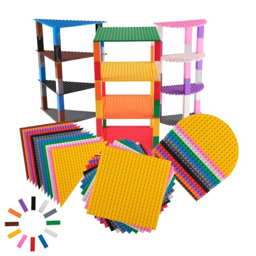 Klassische stapelbare 15,2 cm Halbkreis, Dreieck, quadratische Grundplatten, 100 % kompatibel mit allen großen Marken, 36 Grundplatten und 60 Stapeln für Turme und Tische | 12 Regenbogenfarben Klassische stapelbare 15,2 cm Halbkreis, Dreieck, quadratische Grundplatten, 100 % kompatibel mit allen großen Marken, 36 Grundplatten und 60 Stapeln für Turme und Tische | 12 Regenbogenfarben von Strictly Briks