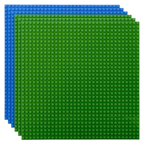 Premium-Bauplatten - mit Allen großen Marken kompatibel Lego - 6 Stück - 10 x 10 (25,4 x 25,4 cm) - Grün, Blau von Strictly Briks