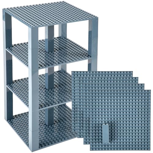 Stapelbare Premium-Bauplatten - inkl. neuen verbesserten 2x2-Bausteinen - kompatibel mit allen großen Marken - geeignet für Turm-Konstruktionen - Set aus 4 Platten - je 15,2 x 15,2 cm - Dunkelgrau Stapelbare Premium-Bauplatten - inkl. neuen verbesserten 2x2-Bausteinen - kompatibel mit allen großen Marken - geeignet für Turm-Konstruktionen - Set aus 4 Platten - je 15,2 x 15,2 cm - Dunkelgrau von Strictly Briks