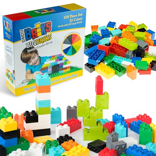 Strictly Briks Basic Builder Set #2 - Premium-Bausteine - kompatibel mit großen Bausteinen Aller führenden Marken - nur für Steine mit großen Noppen geeignet - 108 Stück - 10 Regenbogenfarben Strictly Briks Basic Builder Set #2 - Premium-Bausteine - kompatibel mit großen Bausteinen Aller führenden Marken - nur für Steine mit großen Noppen geeignet - 108 Stück - 10 Regenbogenfarben von Strictly Briks