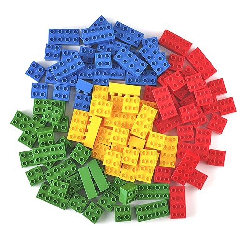 Strictly Briks Toy Große Bausteine für Kinder und Kleinkinder, kompatibel mit Allen großen Marken, Blau, Grün, Rot und Gelb, 108 Teile. von Strictly Briks