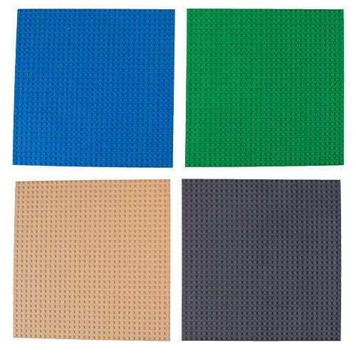 Strictly Briks - Bauplatten - 100% kompatibel mit Allen führenden Marken - Zum Bauen von Türmen, Tischen & mehr - 10 x 10“ (25,4 x 25,4 cm) - 4 Stück - Blau, Grün, Grau und Sandfarben von Strictly Briks