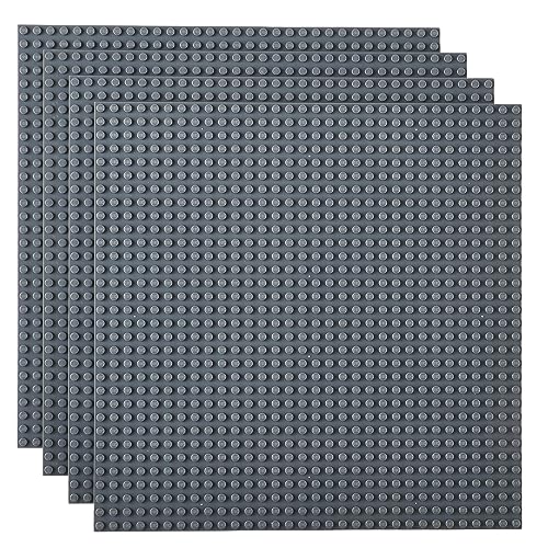 Strictly Briks - Bauplatten - 100% kompatibel mit Allen führenden Marken - Zum Bauen von Türmen, Tischen & mehr - 10 x 10“ (25,4 x 25,4 cm) - 4 Stück - Grau von Strictly Briks