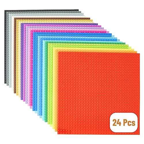 Strictly Briks - Bauplatten zum Bauen von Türmen, Tischen & mehr - kompatibel mit Lego - 10 x 10“ (25,4 x 25,4 cm) - 24 Stück in 24 Farben von Strictly Briks
