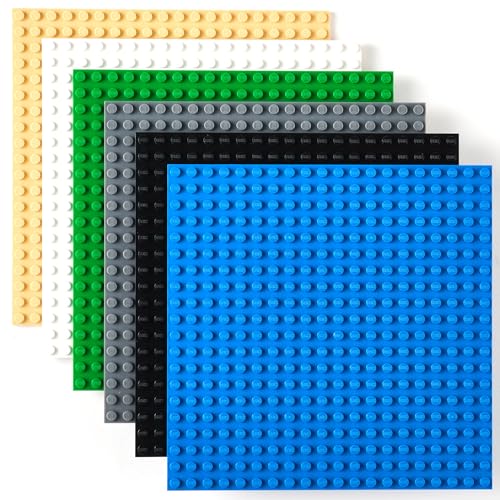 Strictly Briks | Klassische Bauplatten | Kompatibel mit Lego | kompatibel mit Allen führenden Marken | zum Bauen von Türmen & Tischen | Schwarz, Blau, Grau, Grün, Sandfarben & Weiß | 15,2 x 15,2 cm von Strictly Briks
