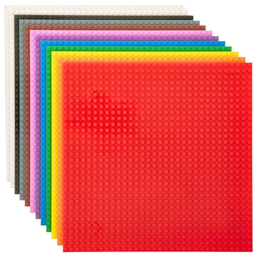 Strictly Briks Klassische Grundplatte, für Bausteine, Untergründe für Tische, Matten und mehr, 100% kompatibel mit Allen großen Marken, Regenbogenfarben, 12er-Pack, 10 x 10 Zoll von Strictly Briks