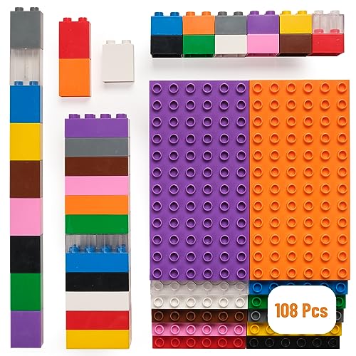 Strictly Briks Spielzeugbaustein, großes Ziegelturm-Set für Kinder ab 3 Jahren, kompatibel mit großen Marken, Regenbogen, 12 7,5 x 3,75 Zoll große Platten und 96 Verschiedene große Steine, 108 Teile Strictly Briks Spielzeugbaustein, großes Ziegelturm-Set für Kinder ab 3 Jahren, kompatibel mit großen Marken, Regenbogen, 12 7,5 x 3,75 Zoll große Platten und 96 Verschiedene große Steine, 108 Teile von Strictly Briks