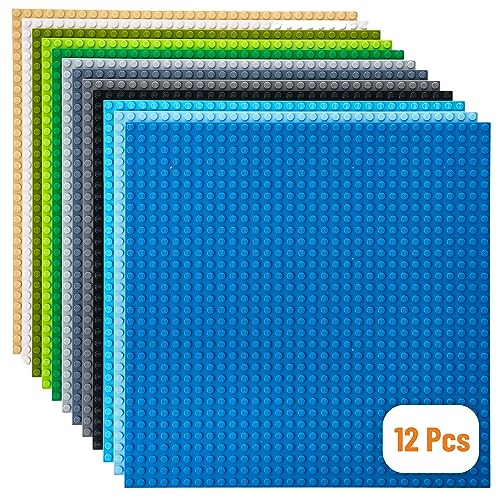 Strictly Briks Stapelbare Premium-Bauplatten - kompatibel mit Allen führenden Marken - 10 x 10“ (25,4 x 25,4 cm) - 12 Bunte Bauplatten von Strictly Briks