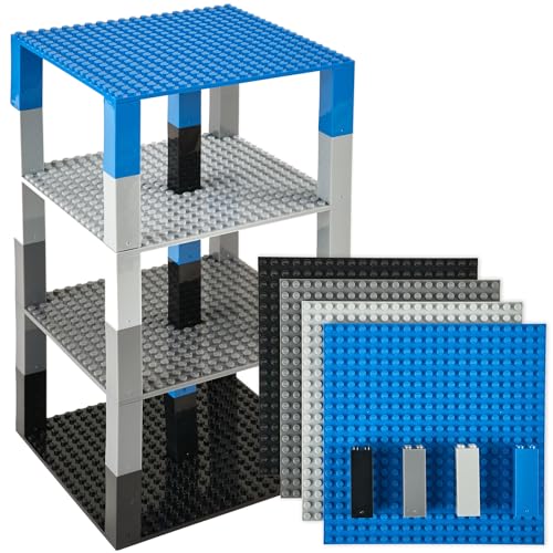 Strictly Briks Stapelbare Premium-Bauplatten - kompatibel mit Allen großen Marken - geeignet für Turm-Konstruktionen - Set aus 4 Platten - je 15,2 x 15,2 cm - Blau, Grau, Schwarz Strictly Briks Stapelbare Premium-Bauplatten - kompatibel mit Allen großen Marken - geeignet für Turm-Konstruktionen - Set aus 4 Platten - je 15,2 x 15,2 cm - Blau, Grau, Schwarz von Strictly Briks
