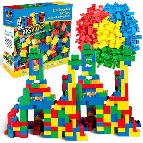 Strictly Briks Toy Große Bausteine für Kinder und Kleinkinder, großes Steinset für Kinder ab 3 Jahren, Blau, Grün, Rot und Gelb, 204 Teile Strictly Briks Toy Große Bausteine für Kinder und Kleinkinder, großes Steinset für Kinder ab 3 Jahren, Blau, Grün, Rot und Gelb, 204 Teile von Strictly Briks