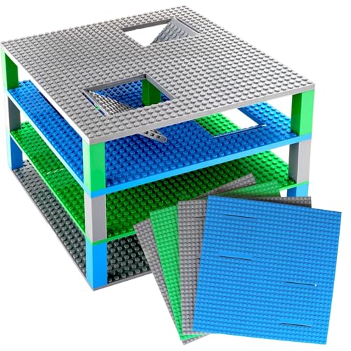 Strictly Briks Trap & Gap | Bauplatten-Set | 2 Bauplatten, 2 Platten mit Rampen & Falltüren & 15 Bausteine | 100% kompatibel mit Allen führenden Marken | Blau, Grün, Grau | 4 Stück | 25,4 x 25,4 cm Strictly Briks Trap & Gap | Bauplatten-Set | 2 Bauplatten, 2 Platten mit Rampen & Falltüren & 15 Bausteine | 100% kompatibel mit Allen führenden Marken | Blau, Grün, Grau | 4 Stück | 25,4 x 25,4 cm von Strictly Briks