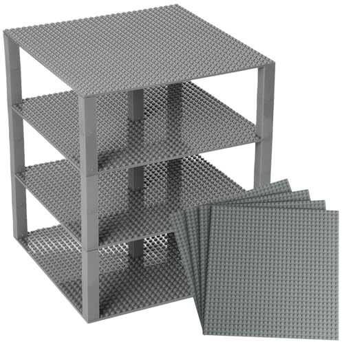 Strictly Briks große, Klassische stapelbare Grundplatten, Bausteine für Türme, Regale und mehr, 100% kompatibel mit Allen großen Marken, Grau, 4 Grundplatten und 30 Stapler, 10 x 10 Zoll Strictly Briks große, Klassische stapelbare Grundplatten, Bausteine für Türme, Regale und mehr, 100% kompatibel mit Allen großen Marken, Grau, 4 Grundplatten und 30 Stapler, 10 x 10 Zoll von Strictly Briks