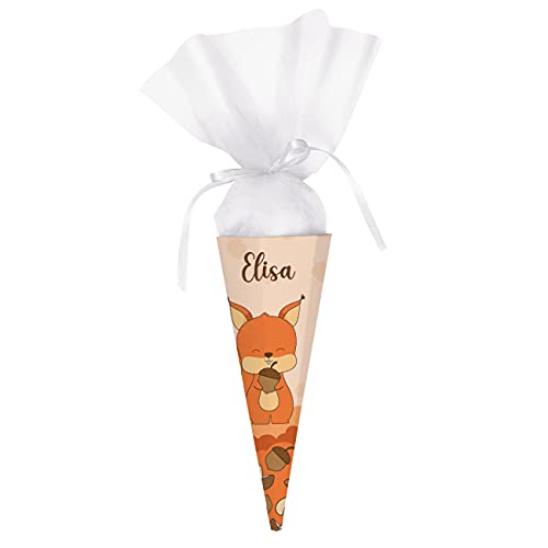 Striefchen® Schultüte für Mädchen mit Namen zur Schuleinführung Zuckertüte Eichhörnchen 28 cm von Striefchen