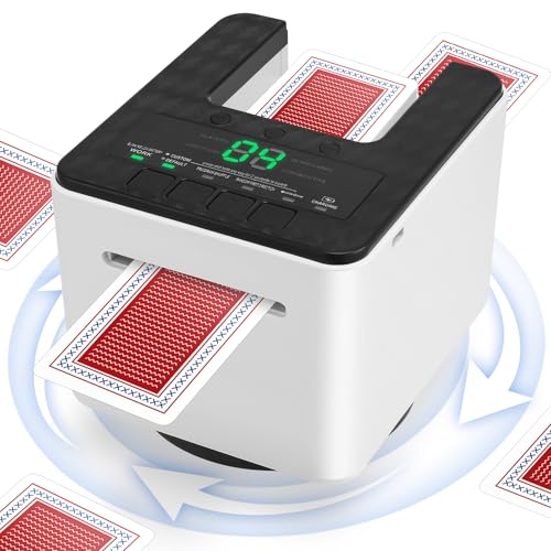 Strixorn Kartenmischmaschine Elektrische, Automatische Kartenmischer für 1–2 Decks, One-Press Wiederaufladbarer Geräuscharm Kartenmischgerät, Card Shuffler für UNO Skip BO Kartenspiel Poker (02) von Strixorn