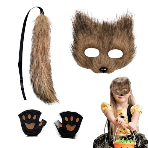 Cosplay Kostüm Set, Furry Fox Face Cover Tail Paw Handschuhe Set, Realistische Urlaub Tier Outfit Set, Lustiges Cosplay Kostüm für Kinder und Erwachsene Cosplay Kostüm Set, Furry Fox Face Cover Tail Paw Handschuhe Set, Realistische Urlaub Tier Outfit Set, Lustiges Cosplay Kostüm für Kinder und Erwachsene von Stronrive