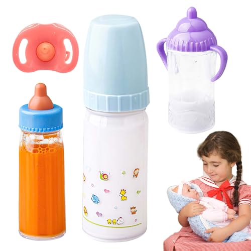 Puppe Stillflasche,3 Stück tragbare Milch-Stillflasche Puppenzubehör - Verschwindende Milch- und Saftflaschen, Puppen-Fütterungsspielzeug-Set mit Schnuller Puppe Stillflasche,3 Stück tragbare Milch-Stillflasche Puppenzubehör - Verschwindende Milch- und Saftflaschen, Puppen-Fütterungsspielzeug-Set mit Schnuller von Stronrive
