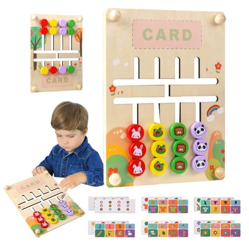 Rutschenrätsel für Kinder, Dia -Puzzle | Hölzerne Cartoon Animal Brain Teaser Dut Logic Game - Vierfarbige doppelseitige Schachbrett Frühschullernspielzeug für Vorschule von Stronrive
