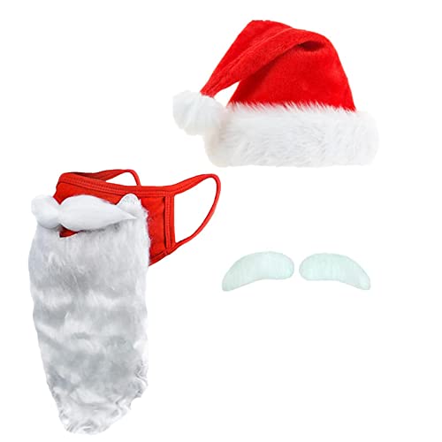 Stronrive 2 Pcs Weihnachten Santa lustige Bart Gesichtsmaske | Weihnachtsmann-Gesichtsbedeckungshut und Selbstklebende Augenbrauen-Kostü -Set | Bärtiges Kostü, Neuheit, Urlaub, roter Mundschutz von Stronrive
