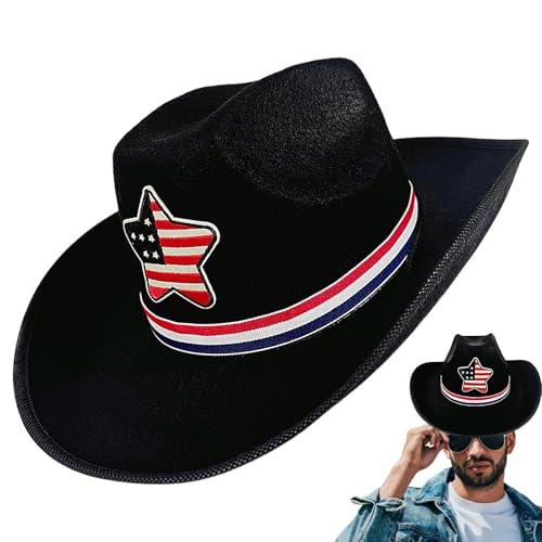Stronrive Cowboyhut, Herren Cowboyhut, Patriotische Flagge Cowgirl 4. Juli Hut, Klassisches Kostümzubehör, Wide Bim Western Filzkleidung für Partyparade Stronrive Cowboyhut, Herren Cowboyhut, Patriotische Flagge Cowgirl 4. Juli Hut, Klassisches Kostümzubehör, Wide Bim Western Filzkleidung für Partyparade von Stronrive