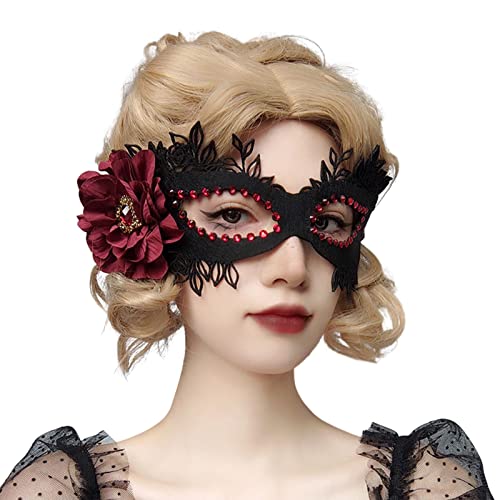 Stronrive Damen Spitze Maske Blumen Venezianische Maske Sexy Maskerade Maske Für Frauen Halloween Maske Karneval Party Maske Schwarze Maskenball Masken Augenmaske Für Cosplay Ball Party von Stronrive