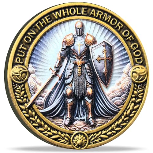 Armor of God Christliche Herausforderung Münze mit Epheser 6:11 Inschrift und Schutzhülle - Ideal für spirituelle Stärke und Motivation (Einzelmünze) von Strugglejewelry