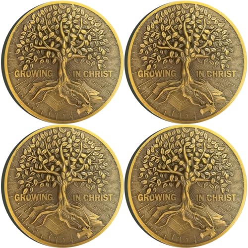 Growing in Christ Antik Gold Christian Challenge Münze Bibelvers Pocket Token (4 Stück) von Strugglejewelry