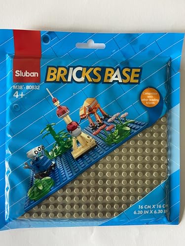 Bricks Base Sluban Grundplatte, 16 cm x 16 cm, Grau, Kompatibel mit Anderen Bausteinen, M38-B0832-D von Stuban