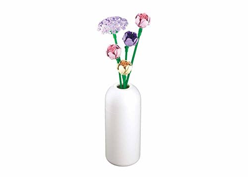 Stuban Baustein-Blumen Set, Kreative Lebensbausteine, 33,5 cm Höhe, Mehrfarbige Rosen und Blüten mit Vase, Geschenkidee, M38-B1101-17 von Stuban