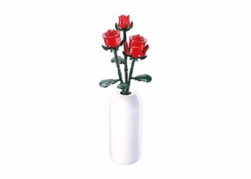Stuban Baustein-Blumenset mit Rosen und Vase, 41,5 cm, Kreatives Geschenkset, 5391539368620 von Stuban
