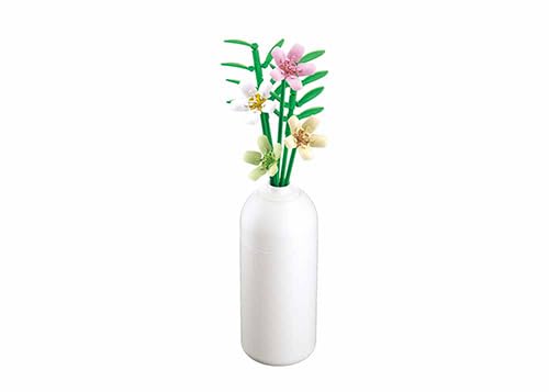 Stuban Baustein-Blumenset mit Vase, 36,8 cm Höhe, Kreative Kunstblumen in Rosa, Gelb und Grün, Sluban, M38-B1101-13 von Stuban