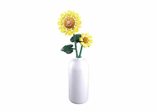 Stuban Baustein-Sonnenblume Set, Kreative Lebensbausteine, 42,9 cm Höhe, mit weißer Vase, Geschenkidee, M38-B1101-10 von Stuban