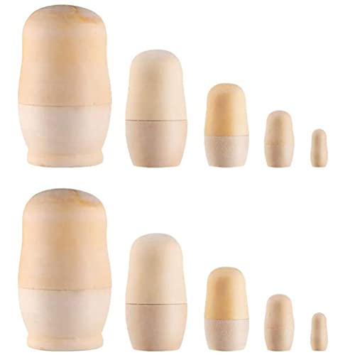 Stylebest 2 Sets Weihnachten Unbemalte Nistpuppen, Leere Russische Nistpuppen, Personalisierung Erstellen Sie Ihre Eigene Weihnachts -Russische Puppe, Holzmatryoshka DIY Dolls Kit für von Stylebest
