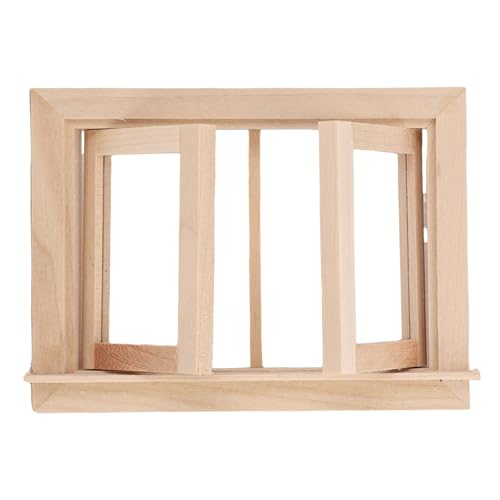 Stylebest 2pcs Miniaturpuppenhaus Fenster 1:12 Holz 2 Scheibenscheibe nach Außen Push Mini Möbel Handwerksmodelldekoration von Stylebest