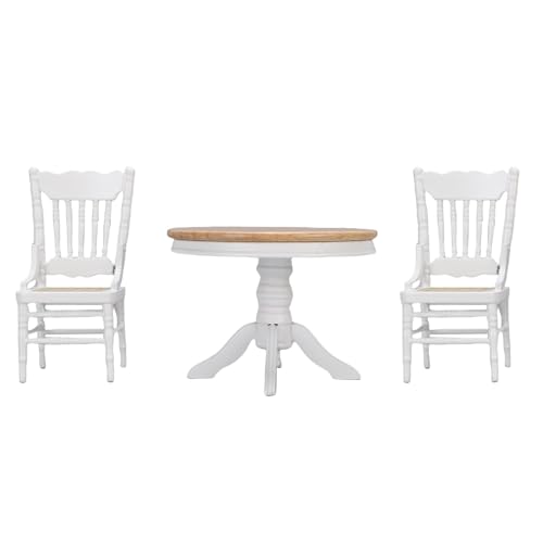 Stylebest 3 Stück 1:12 Maßstab Puppenhaus Esstisch Set Holz Miniatur Tisch und Stühle Möbel Zubehör von Stylebest