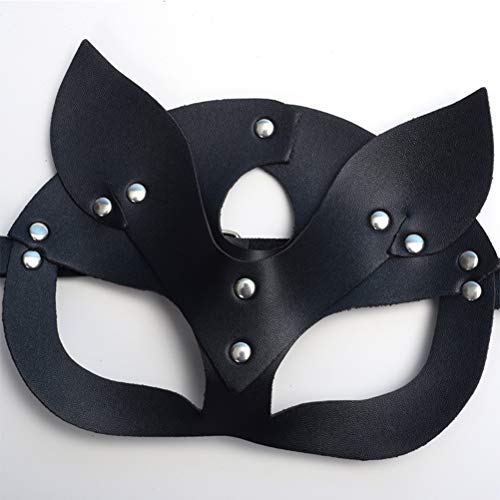 Stylebest Cat Head Girl Cosplay Kostümbrille, Weiche PU -Leder -Gesichtsabdeckung mit Rückenschnallen Adapter für Halloween Carnival Party Masquerade Ball Dance Night Club (Schwarz) von Stylebest