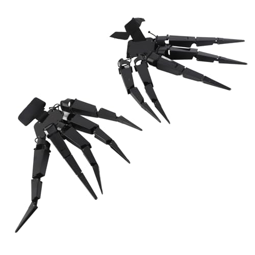 Stylebest Halloween Artikulierte Handschuhe mit Flexiblen Joint, Cosplay -Party -Dress -Up -Requisiten, Halloween -Fingern mit Fingernägeln, Lange Krallen mit Handschuhen, Gruselige (A Pair of Black) von Stylebest