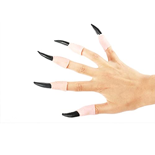 Stylebest Halloween Gefälschte Nägel, Gruselige Lebensechte Hexenfinger -Nägel -Requisiten Kostümzubehör, mit Gummi Material für Party -Tanzereignisse Horror Spielzeug (Black) von Stylebest