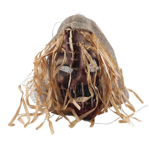 Stylebest Halloween Scary Face Cover, Gruselige Vogelscheuche Kopfbedeckung, Horror Blutige Kaninchenohrmaske, Halloween -Kostüm -Kostüme -Requisiten (Straw) von Stylebest