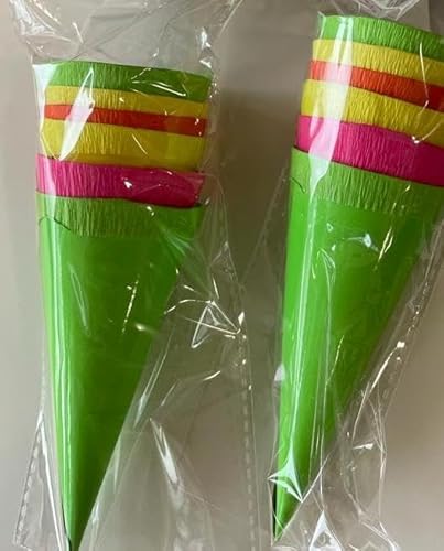 6 Deko Schultüten / 12cm lang / neonfarben von Stylex