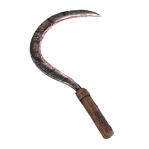 STYLEX Realistische Schaumstoffwaffen Halloween Cosplay Verkleidung Requisiten Zubehör (Sichelmesser), Silber, Braun, Grau (Grau Grau), Echt Rot (t_546) von Stylex