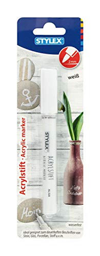 Stylex 32825 - Acrylstift Jumbo, in der Farbe weiß, Strichstärkte 2 mm, auf Blisterkarte, zum dauerhaften Beschriften von Stein, Glas und Stoff Stylex 32825 - Acrylstift Jumbo, in der Farbe weiß, Strichstärkte 2 mm, auf Blisterkarte, zum dauerhaften Beschriften von Stein, Glas und Stoff von Stylex