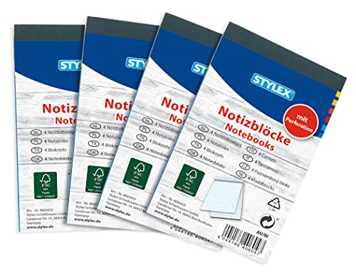 Stylex 40604 - Notizblock kariert, DIN A7, FSC-zertifiziertes Papier, 4 Stück Stylex 40604 - Notizblock kariert, DIN A7, FSC-zertifiziertes Papier, 4 Stück von Stylex