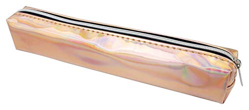 Stylex 44300 - Faulenzer schmal in roségoldener Perlmuttoptik mit silbernem Reißverschluss, ca. 20 x 3 x 3 cm groß, passt in jeden Ranzen, Rucksack und die Handtasche von Stylex