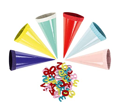 Stylex 47163 - Dekotüten, kleine Schultüten, 6 Stück farbig Sortiert, jeweils 12 cm groß, ideal als Dekoration für den Schulanfang, zum Befüllen mit kleinen Süßigkeiten (24 St. Dekotüten mit Ziefern) Stylex 47163 - Dekotüten, kleine Schultüten, 6 Stück farbig Sortiert, jeweils 12 cm groß, ideal als Dekoration für den Schulanfang, zum Befüllen mit kleinen Süßigkeiten (24 St. Dekotüten mit Ziefern) von Stylex